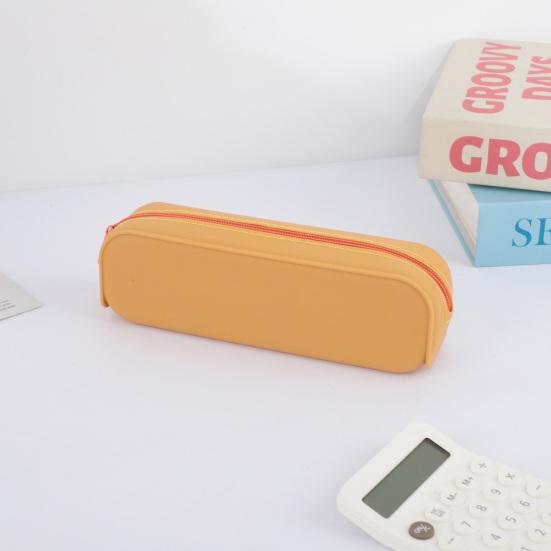Silicone Pencil Case, Large Capacity Rectangle Pen Holder, Washable Cute Stationery Organizer for Office School