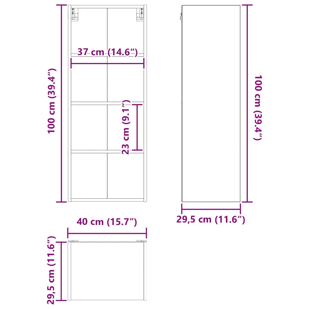 Mobile Sospeso Rovere Affumicato 40 x 29,5 x 100 cm Materiale a Base di Legno