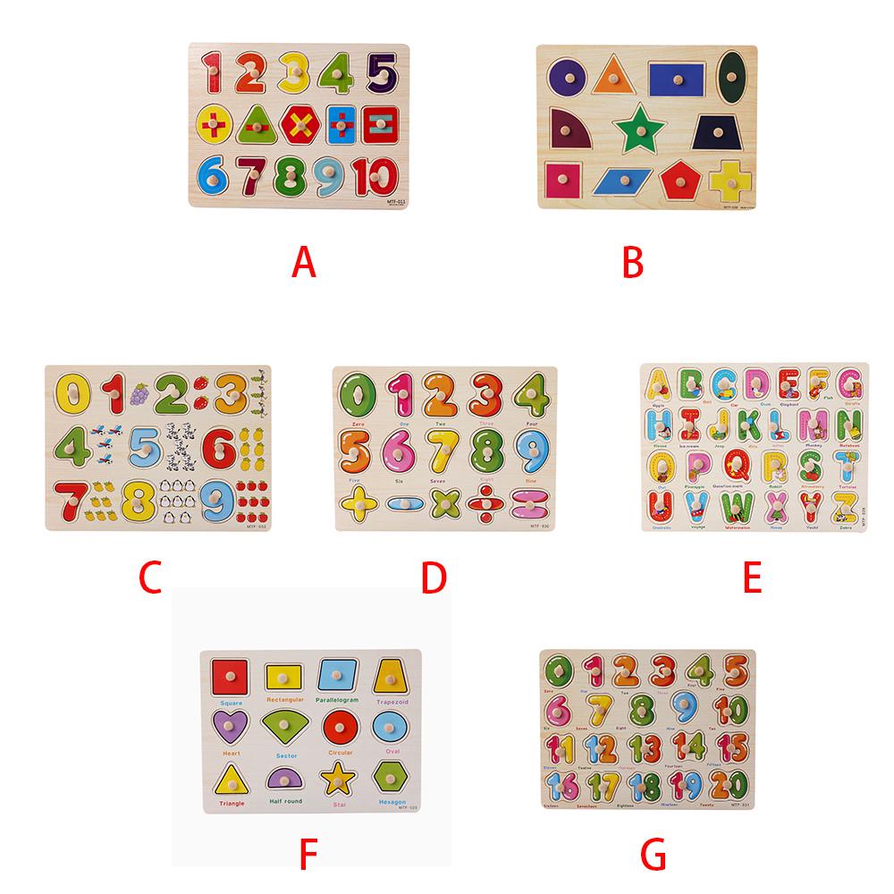 Wooden Number Lette Puzzle Early Learning Baby Kids Educational Toys