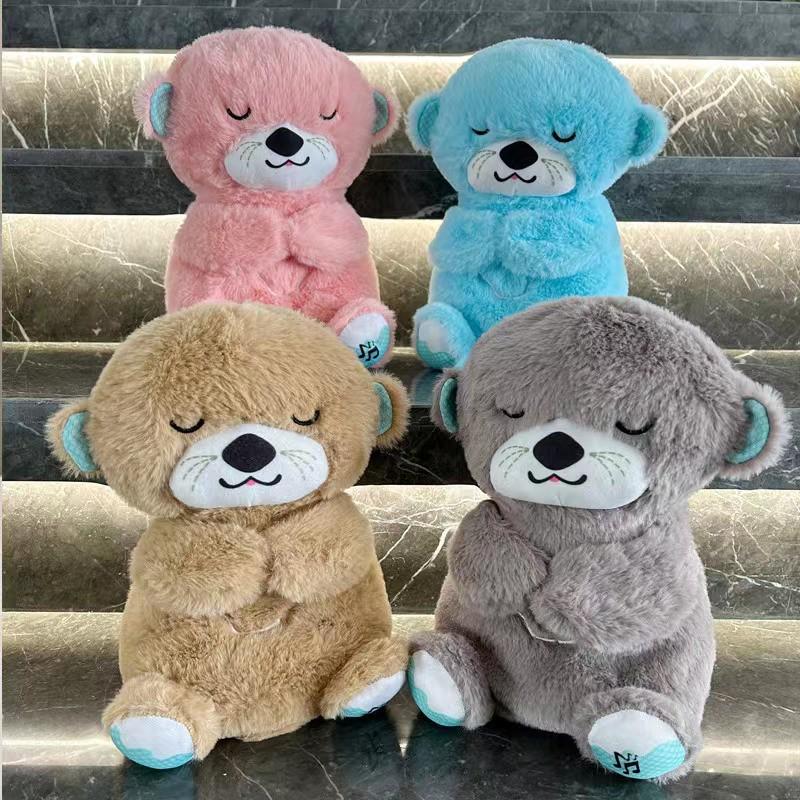 Cross-border Breathing Bear & Otter Stitch: Two-color Sound & Light Plush Animal Doll for Kids