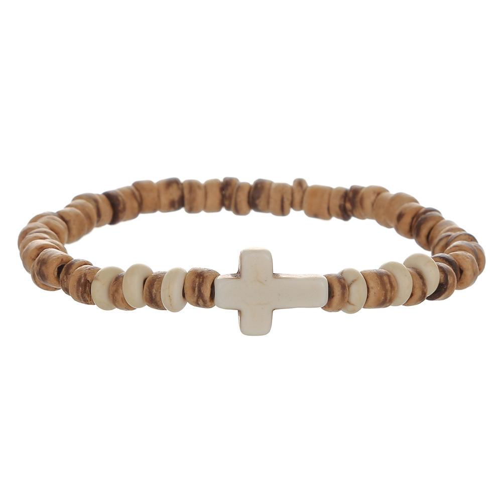 Retro Cross Men Bead Bracelets Handmade Turquoise Coconut Shell Braid Beaded Bracelets Desinger Accessories Unisex Gift
