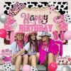 Rustic Cowgirl Birthday Party Backdrop Boho Country Happy Birthday Banner for Western Theme Birthday Decorations Baby Shower