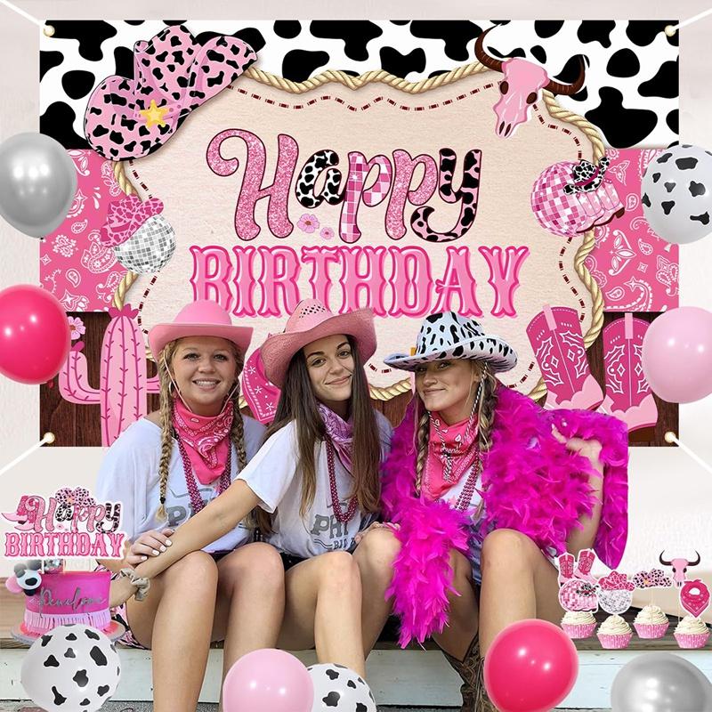 Rustic Cowgirl Birthday Party Backdrop Boho Country Happy Birthday Banner for Western Theme Birthday Decorations Baby Shower