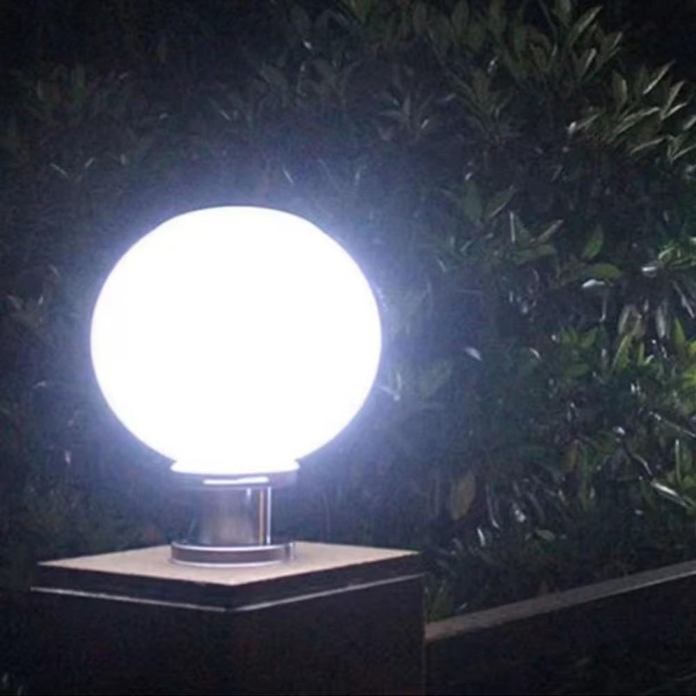 Waterproof Solar Cell Pillar Lamp Stainless Steel LED Round Ball For Garden Villa Pillar