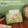 Kitchen Paper Organizer Leather Tissue Box Cover with Oil Painting Pattern, Foldable Desktop Organizer, Napkin Holder Portable Case, Facial Dispenser,