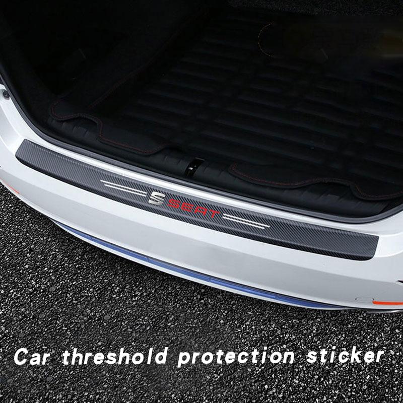 Car with Logo Door Carbon Fiber Sill Protector Stickers For Seat Leon 5f Ibiza 6l 6j Leon 1p Cushion Altea Xl Car Accessories