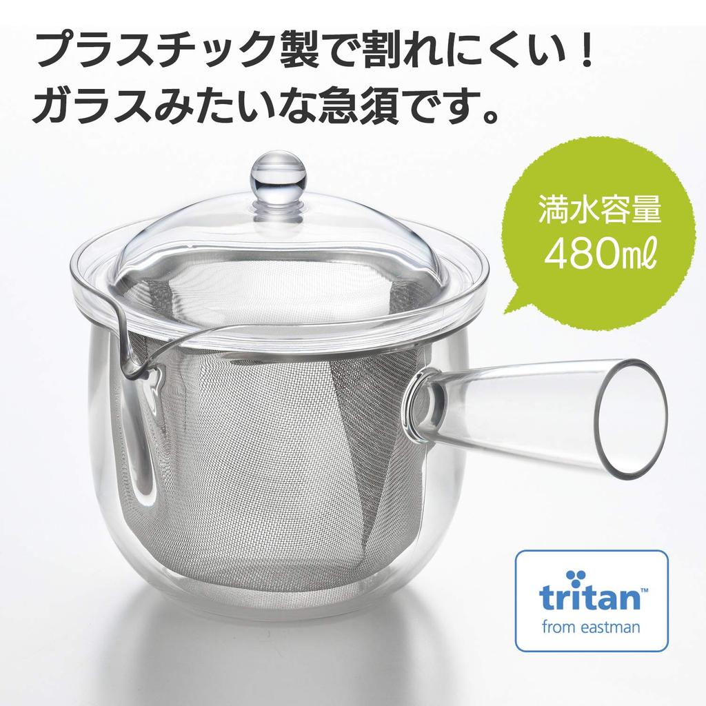 Akebono Sangyo Teapot, Stainless Steel Mesh, Large, Made In Japan, Horizontal Design, Transparent Design for Easy Tea Flow, Shatter-Resistant