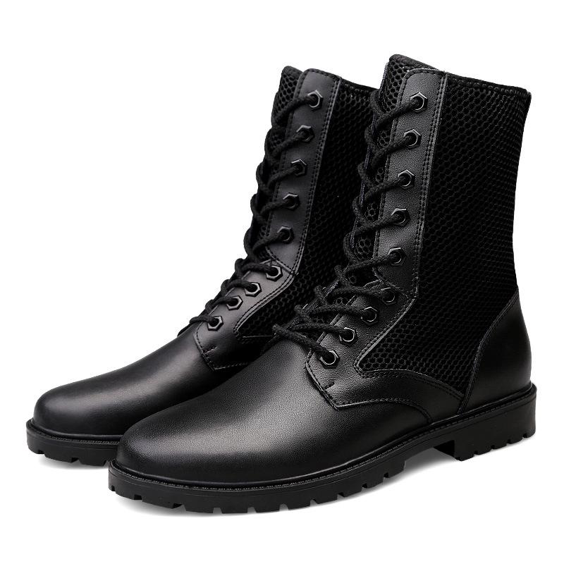 Men s Large Size Mesh Leather High-Top Casual Outdoor Work Boots (38-52) 44