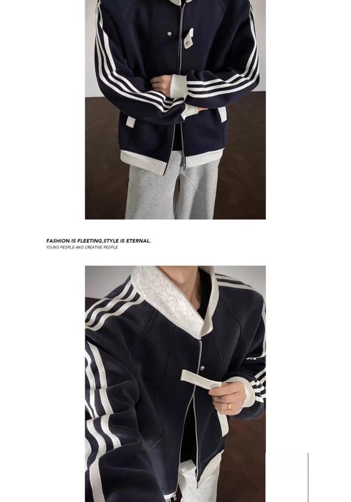 Men's Autumn Retro Color Block Baseball Jacket
