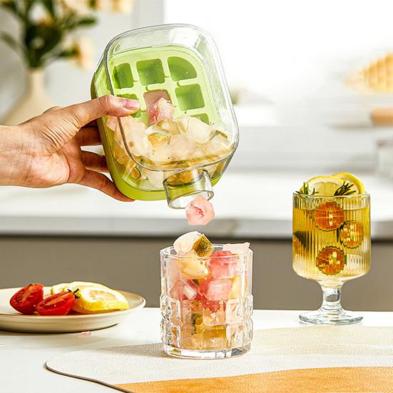 Přenosná láhev na výrobu ledu se slámkou, 2v1 forma na ledové kostky s pohárkem na led, Stisknutím uvolníte formu pro cestování, kancelář, domov, venkovní použití