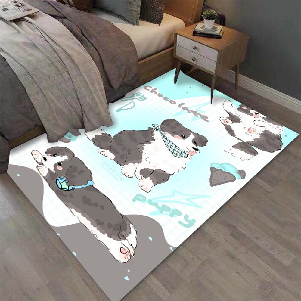 Kawaii Niedliche Hunde Druck Teppich für Zuhause Wohnzimmer Schlafzimmer Sofa Fußmatte Dekor Großer Flächenteppich Rutschfeste Bodenmatte Modisch