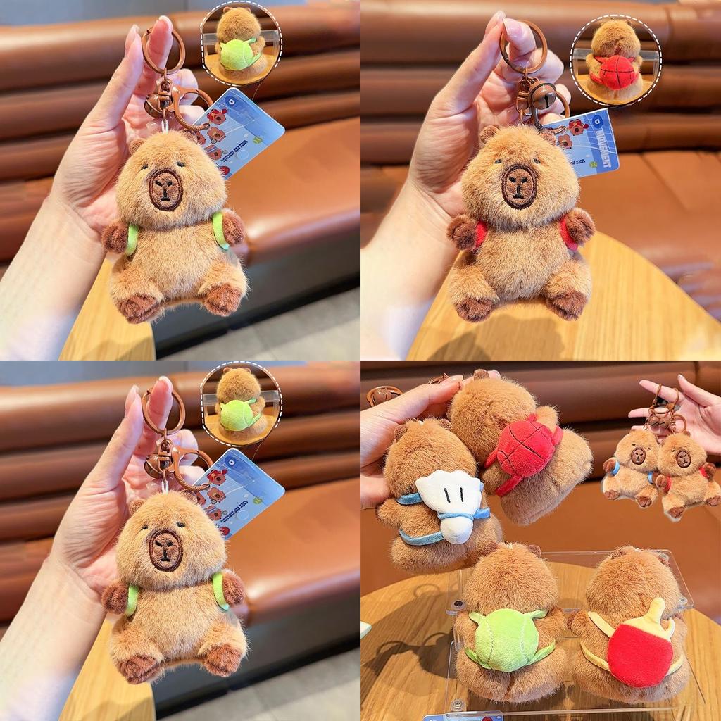 Capybara Cartoon Plush Keychain With Basketball Design For Kids And Teens