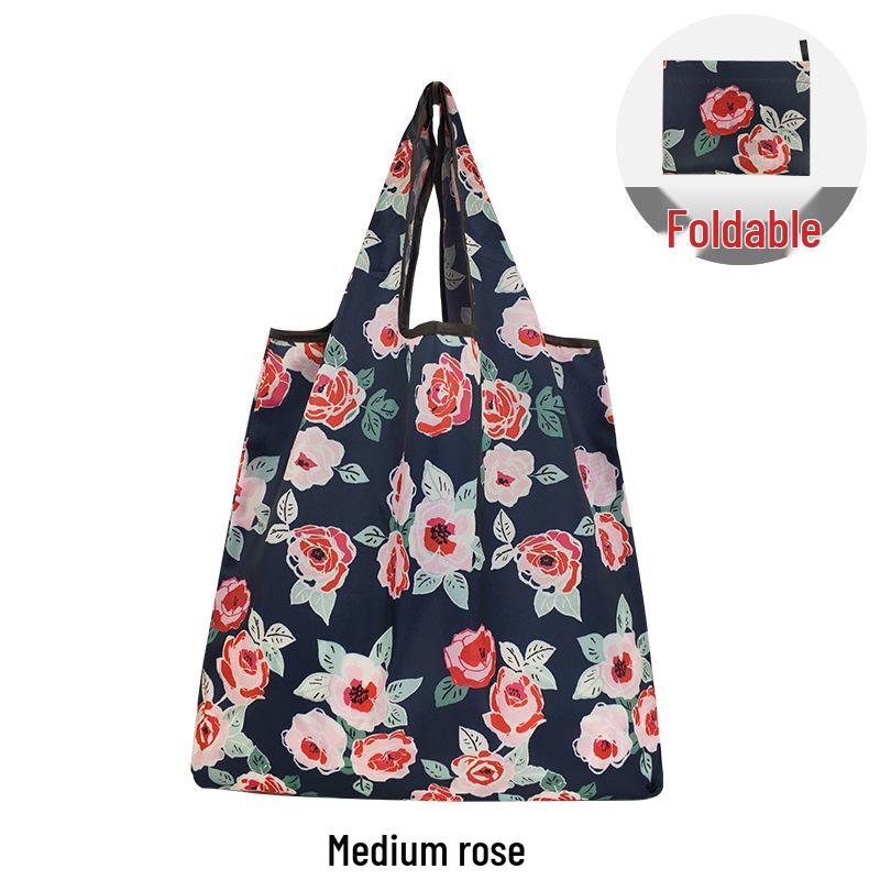 Medium Foldable 210D Oxford Cloth Shopping Bag, Convertible to Shoulder or Handbag, Ideal for Groceries and Camping