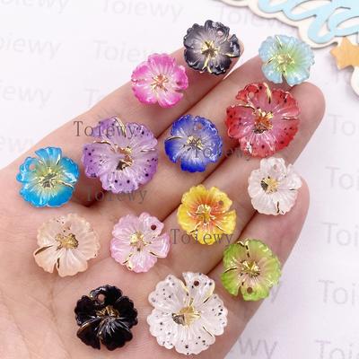 14/18mm Harz Bunte Blume Weihnachtsdeko 1 Loch Anhänger Flatback Strass Kunst Applikation DIY Hochzeitsanhänger Scrapbook Basteln