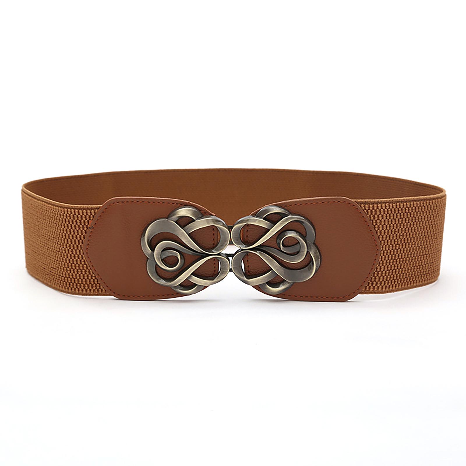 

Эластичный поясной ремень Панк-цепочка для ковбоя ковбойки Современная розовая пряжка Поясная цепочка Широкий ремень Модный аксессуар коричневый