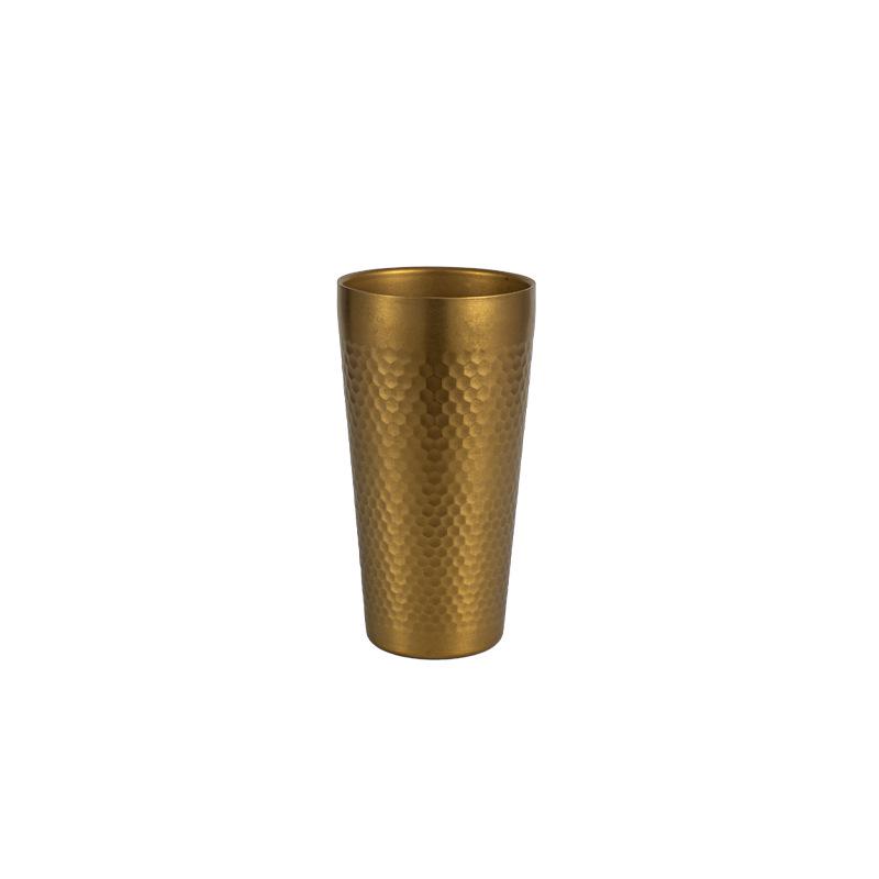 Gold Retro Double-Walled Insulated 304 Stainless Steel Water Cup with Diamond Texture