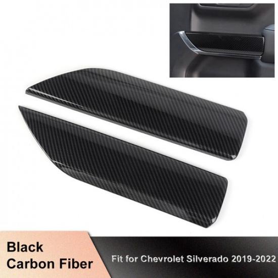 Carbon Fiber Front Inner Door Panel Trim Cover For Chevy Silverado Sierra 19-22