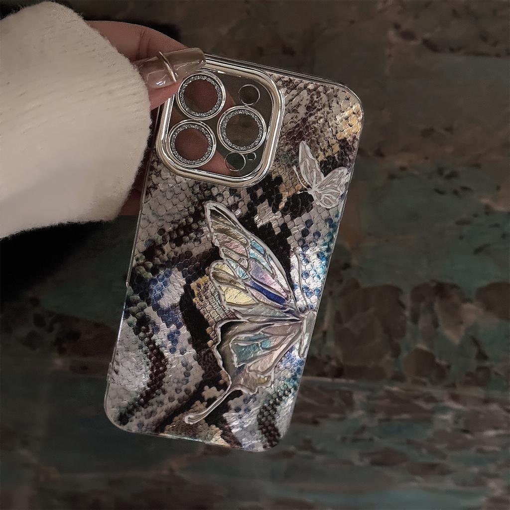 Artistic Butterfly Python Pattern for16 for Apple 17promax Mobile Phone Case for IPhone14 High-end Sense 13 All Inclusive 11