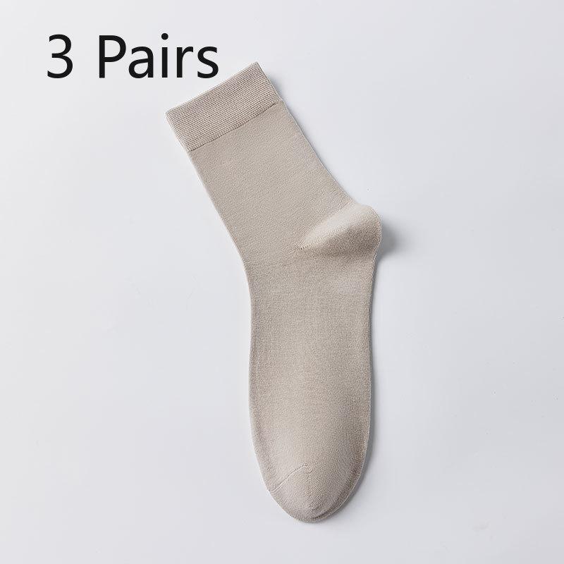 

3 Pairs Cotton Spring Pure Cotton Men s Socks, Medium Cotton Socks, Business Anti-odor, Sweat-absorbing, Antibacterial, Solid Color Long Socks 3 pairs