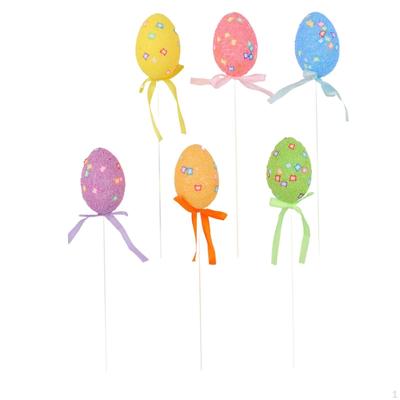 6 Pieces Easter Egg Picks Branches Art Crafts Decoration Cake Topper Sticks for Holiday