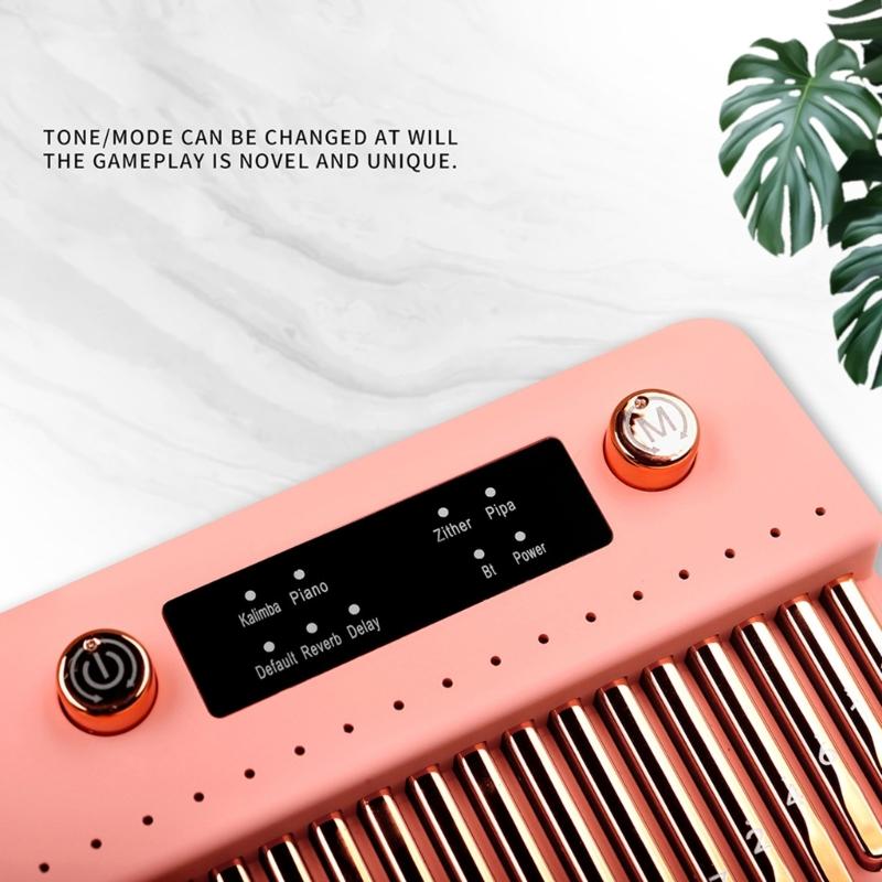 17-tone Smart Kalimba Thumb Piano Bluetooth-compatible Speaker Finger Piano Portable Musical Instrument Gold/Pink