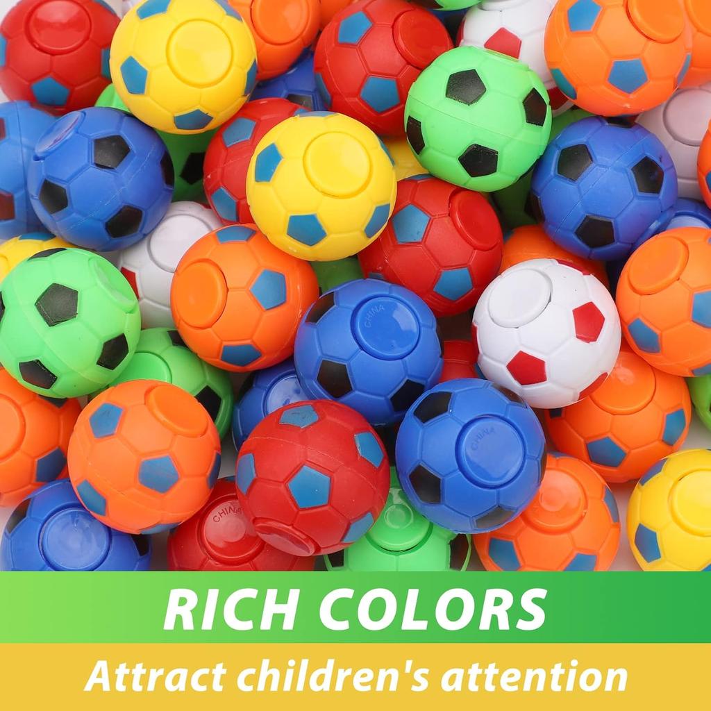 Mini Fidget Spinners Soccer Balls for Kids Soccer Party Favor Rotatable Finger Stress Balls Toy Classroom Prizes Return Gifts