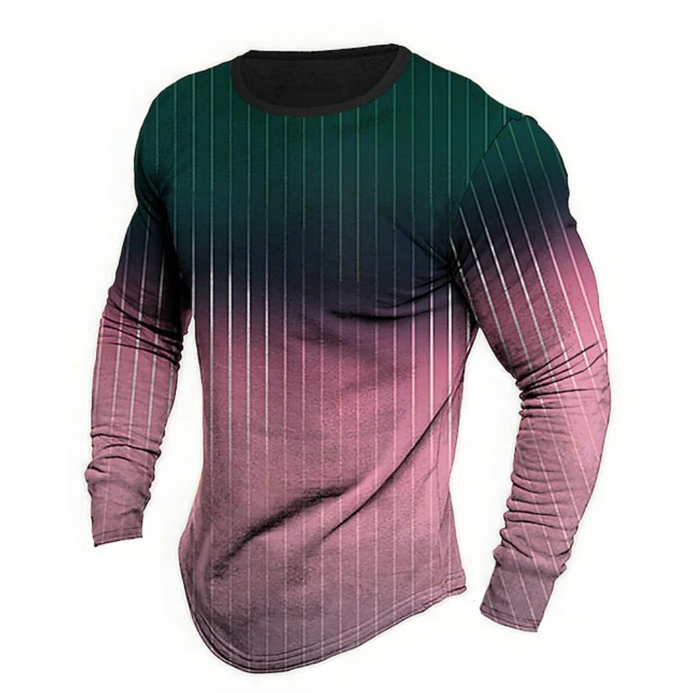 

Модная мужская хлопковая футболка с новым градиентным полосатым узором, зимняя теплая дышащая одежда, мужская свободная футболка большого размера, пуловер 5XL