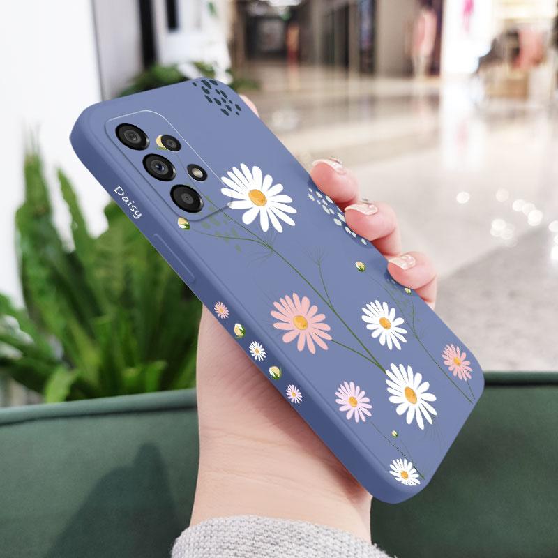 Green Daisies Phone Case For Samsung A73 A53 A33 A23 A13 A03 A03S A04 A04S A72 A52 A52S A32 A22 A12 A02S A02 A71 A51 4G 5G