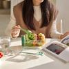 Portable Salad Container with A Side-opening Leakproof Mason Jar Style Salad Box Wet/Dry Separation Breakfast Fruit Storage Box