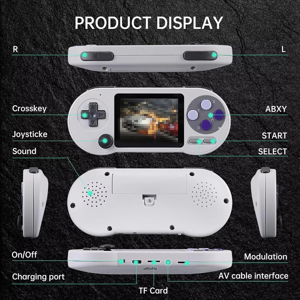 STORM WYRM Retro Game Console,SF2000 3.0 Inch IPS Screen Handheld Game Station with Wireless Controllers,Support TV & 2 Players