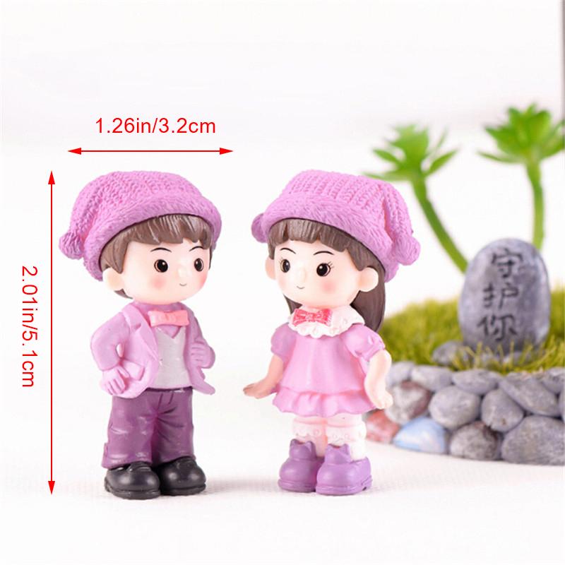 1/2pcs Mini Doll DIY Terrarium Figurines Fairy Garden Decor Lovers Couple Miniature Valentines Day Gift Home Accessories