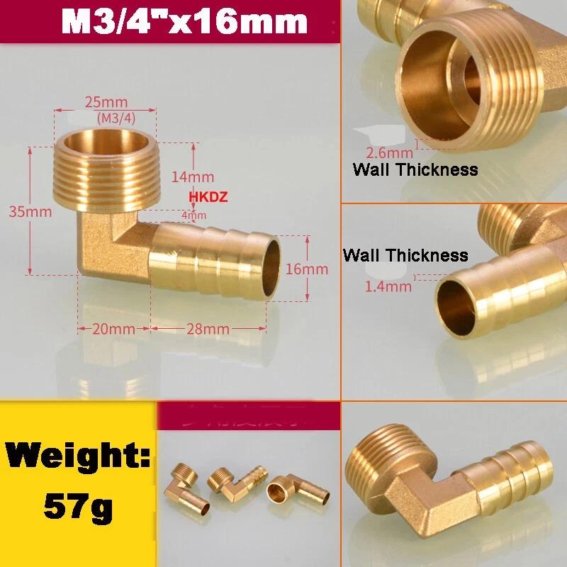 Messing 1/8" 3/8" 1/4" 3/4" BSP 90 Grad Außengewinde Winkelstück Schlauchtülle Stacheltülle Luft Gas Fitting Pagodenverbinder 6/8/10/12/14/19mm