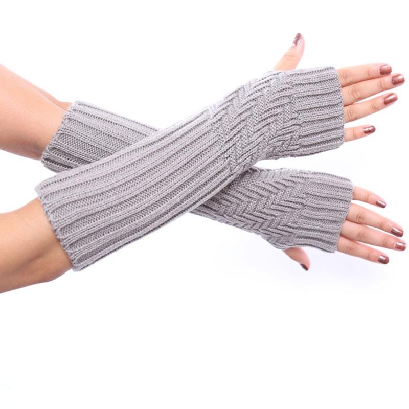 Half Finger Gloves for Typing Winter Knit Gloves with Thumb Holes Women Half Finger Mittens Stretchy Warm Long Gloves
