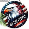 Patriotic Eagle Wooden Sign, Charming Round Sign for Front Door, Wall Hanging Decor - Ideal 4th of July & Memorial Day Gift for Patriots