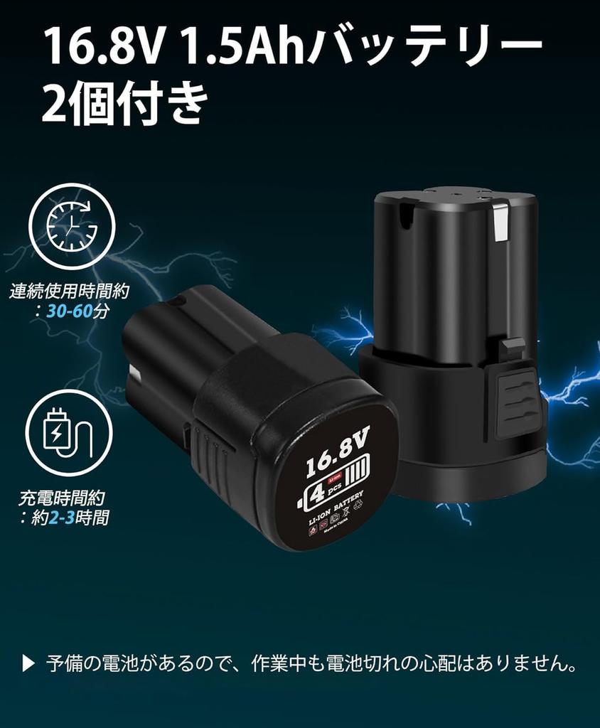Powerful Brushless Motor Drill Set with 2 1500mAh Drill Compact Rechargeable Screwdriver Torque Maximum 42 Speed 36 Alloy Storage and Japanese