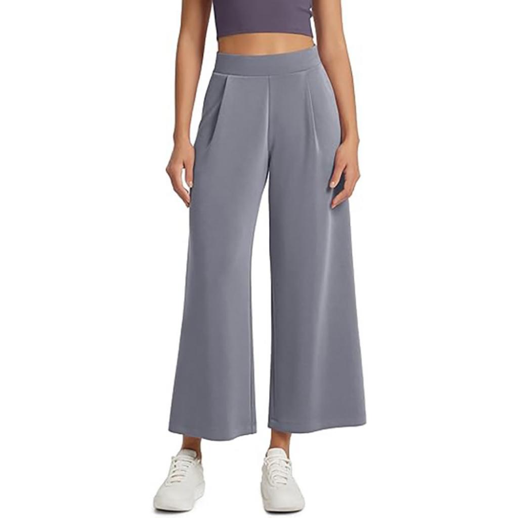 Women High Waist Wide Leg Cropped Pants Casual Loose Fit Trousers with Pockets Suitable for Everyday Wear