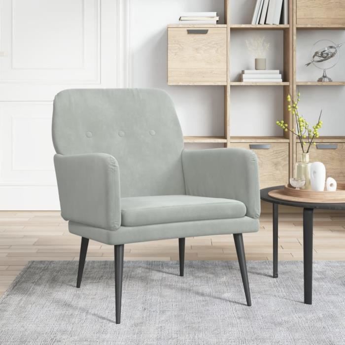 351404 vidaXL Fauteuil Gris clair 62x79x79 cm Velours