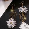 Cross-border Selling Creative White Flower Girl Earrings Asymmetric Crystal Long Tassel Hook Earring Women Fashion Accessories