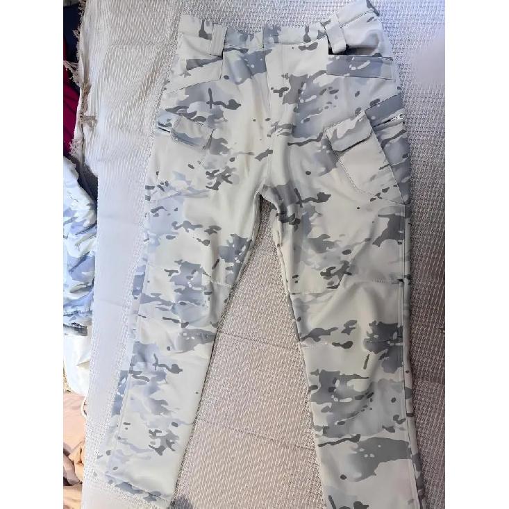 Men's Snow Camo Shark Skin Tactical Pants, Winter Fleece Lined Waterproof Windproof Softshell Trousers for Outdoor Skiing Hiking