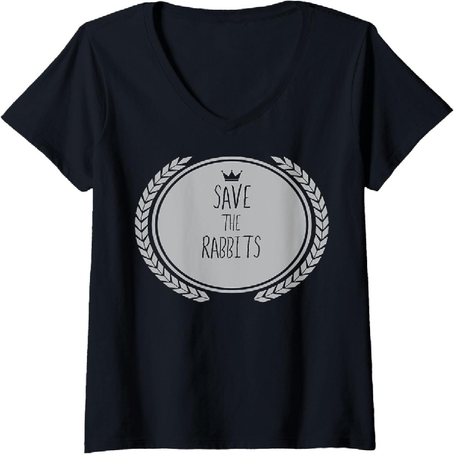 Womens Save The RABBITS T-Shirt Animal RABBIT V-Neck T-Shirt XXXXXL разноцветный