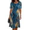 Fashionable Summer Women's Plus Size Short Sleeved T-shirt Dress Comfortable Breathable Round Neck 3d Retro Flower Printed Holiday Party Dress