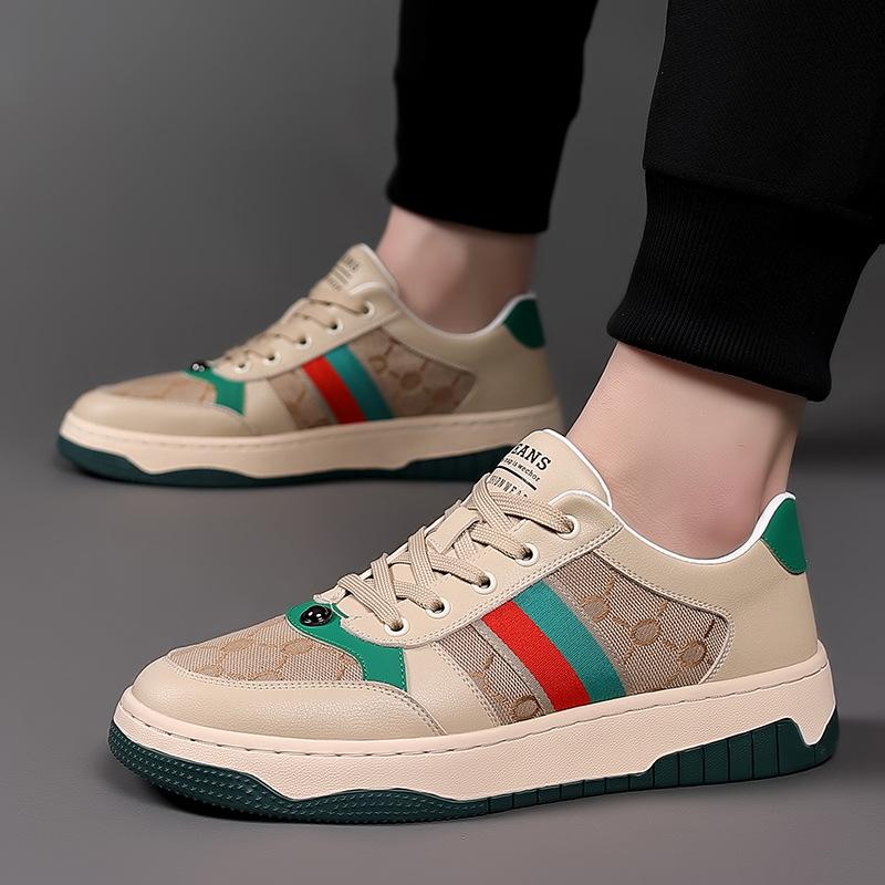New Shoes for Men Canvas Casual Shoes Spring Autumn Trend Striped Flat Skateboard Shoes Youth Street Cool Lace-up Sneakers