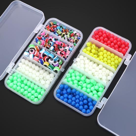 500Pcs Luminous Fishing Space Beans Box Glow-in-the-Dark Round Float Balls Stopper Rigging Beads Fishing Supplies