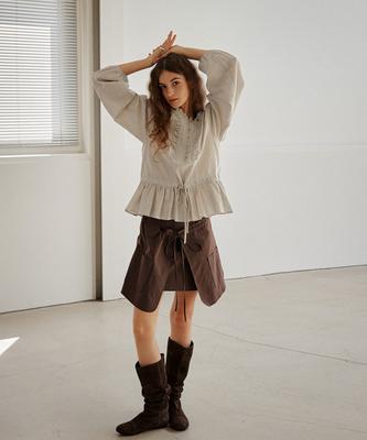 Auro Cowgirl Pocket Skirt [ Brown ]