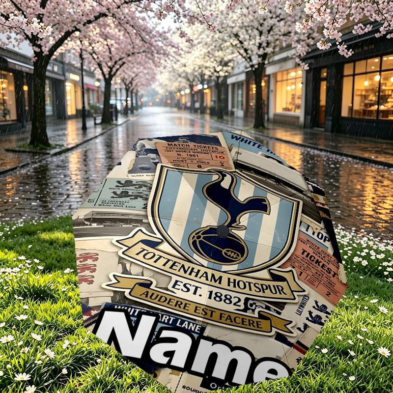 Custom Name Personalized Manchester Football F.C Print Umbrella, Auto Open Close, 8‑Rib Sturdy Frame, Commute Camping Hiking Use, Birthday Gift
