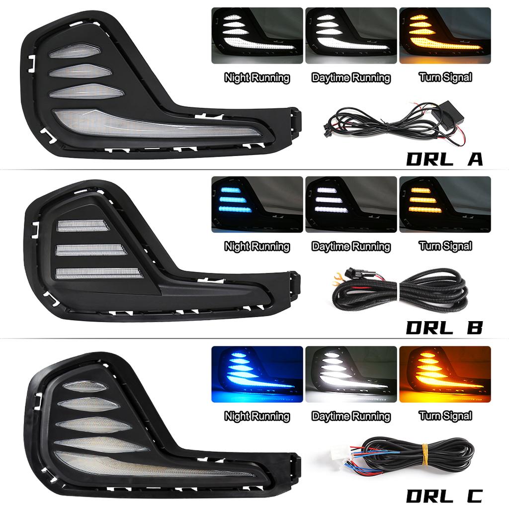 2PCS LED Daytime Running Light For Chevrolet Cavalier     DRL LED Fog Lamp Dynamic Yellow Turn Signal Car 12V