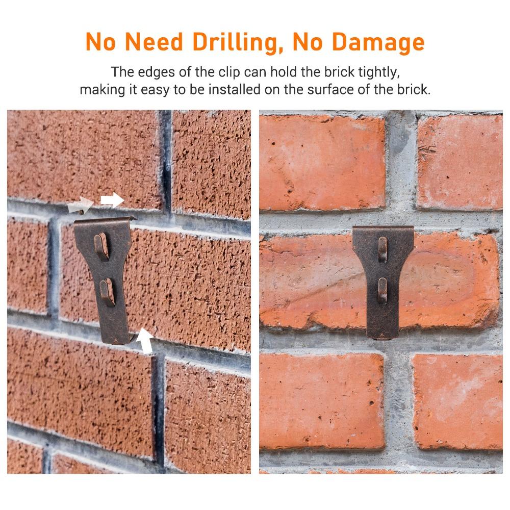 4pcs Sliding Design Brick Hanger Clip Metal Construction Brick Wall Hanger Outdoor Use