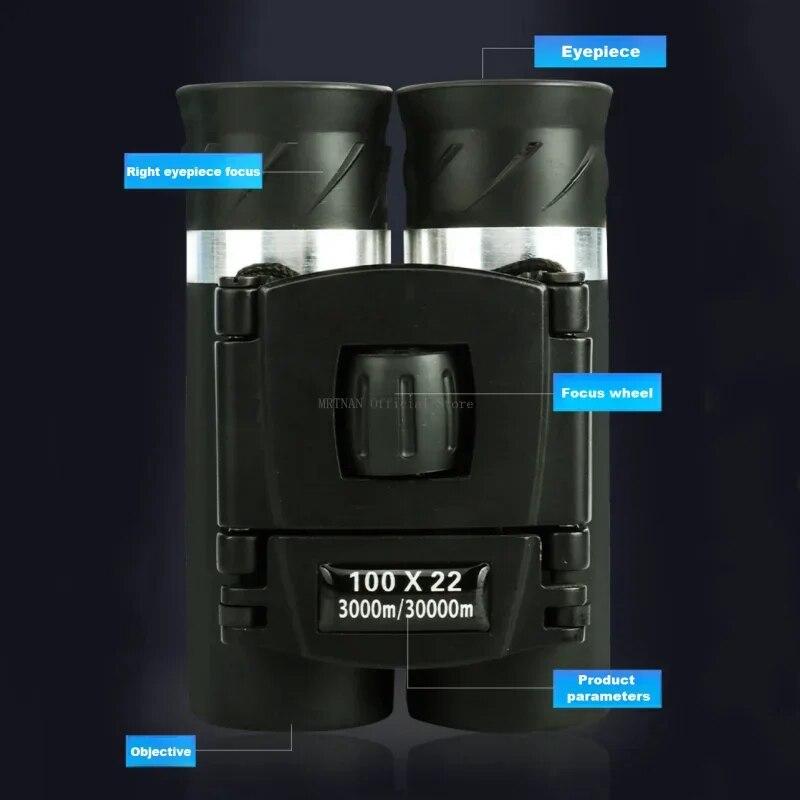 1/100x22 Professional Binoculars High Magnification Low-light Night Vision Mini Portable For Camping Outdoors