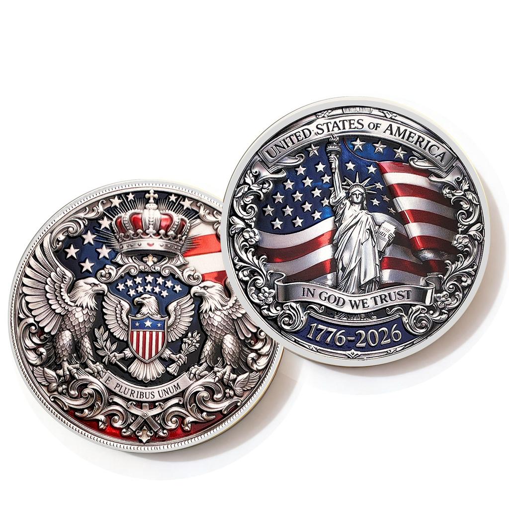 250th Anniversary Commemorative Coin Independence Day Founding Medal Challenge Coin Embossed Metal Coin Color Printed Badge
