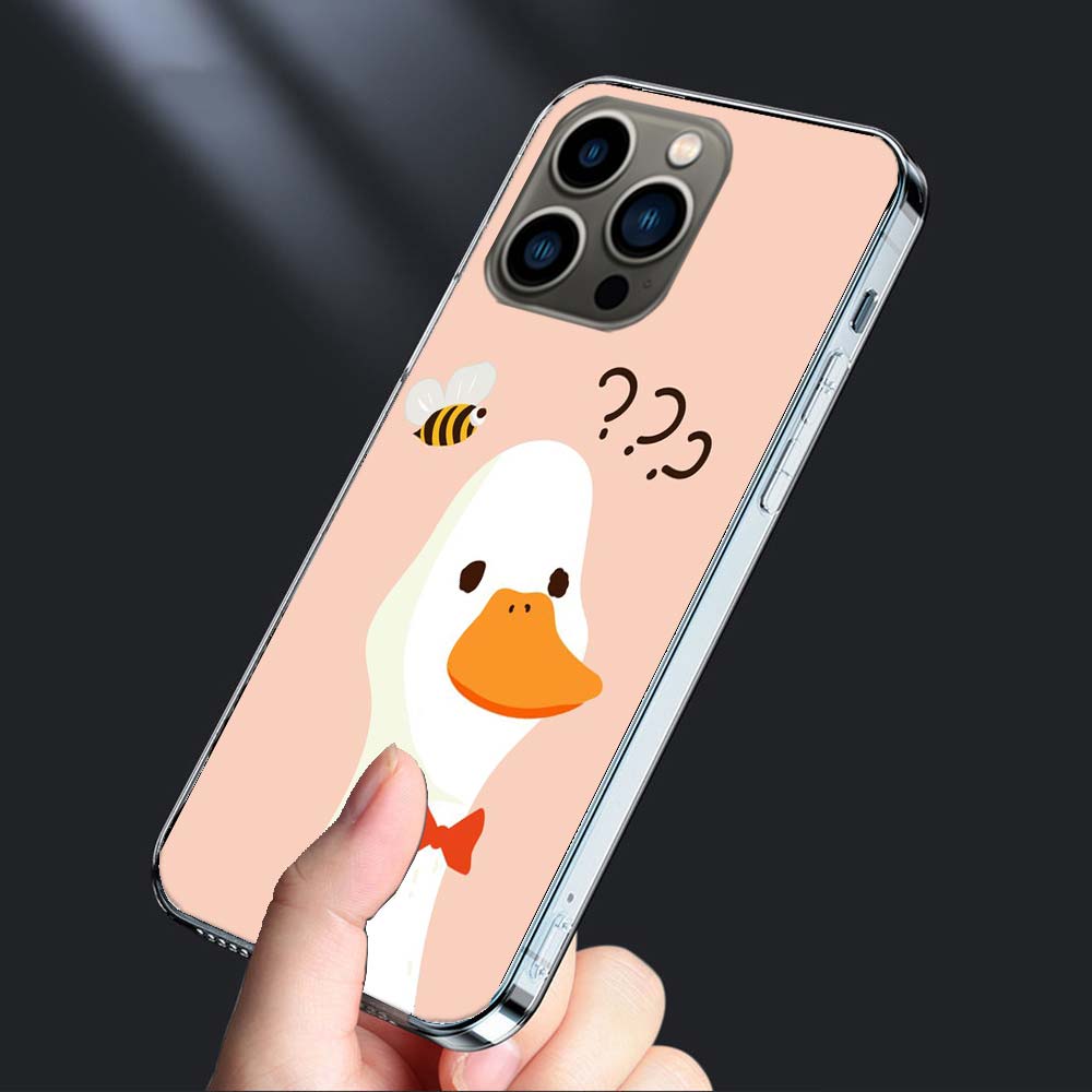 Cute Cartoon Duck Phone Case For Iphone 16E 15 Pro 14 Plus 17E 16 17 Pro Max Air 11 12 13 Mini Shockproof Capa Cute Cover TPU